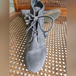 Dr. Scholl's Dakota Gray Suede Wedge Bootie, 8.5